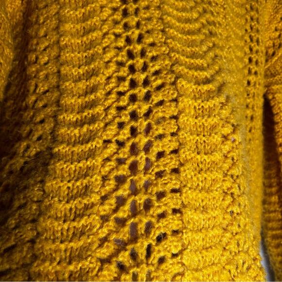 Madewell Mustard Yellow Windemere Pointelle Pullover Sweater Open Knit Sz Small - Picture 5 of 9